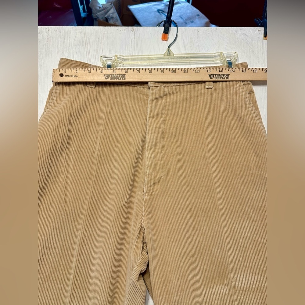 Vintage Eddie Bauer Tan Corduroy Pants Men’s 36x31 Pleated Front USA Made 90s - Picture 5 of 10